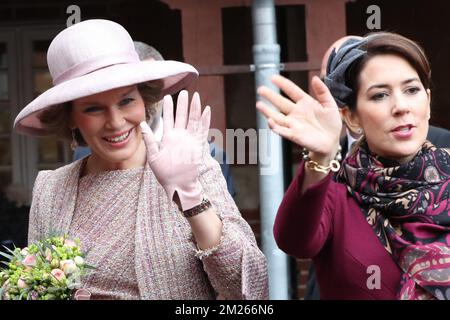 Königin Mathilde von Belgien und Prinzessin Mary von Dänemark am zweiten Tag eines dreitägigen Staatsbesuchs des belgischen Königspaares in Dänemark, Mittwoch, den 29. März 2017, in Kopenhagen. BELGA FOTO BENOIT DOPPPAGNE Stockfoto