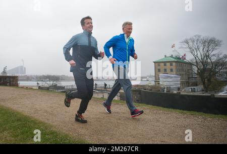 Prinz Frederik von Dänemark und König Philippe - Filip von Belgien, abgebildet am zweiten Tag eines dreitägigen Staatsbesuchs des belgischen Königspaares in Dänemark, Mittwoch, den 29. März 2017, in Kopenhagen. BELGA PHOTO BENOIT DOPPAGNE / POOL CORENTIN LIBOIS Stockfoto