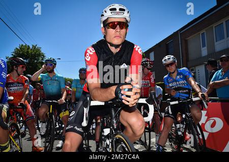 Belgischer Wout van Aert von Veranda's Willems - Crelan, gemalt zu Beginn der vierten Etappe des Radrennens Baloise Belgium Tour, 167 km von ans zu ans, Samstag, 27. Mai 2017. BELGA FOTO DAVID STOCKMAN Stockfoto