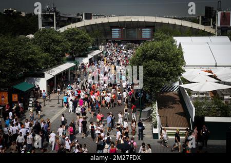 Abbildung zeigt das Tennisturnier Roland Garros French Open in Paris, Frankreich, Freitag, 02. Juni 2017. Der Haupttisch Roland Garros Grand Slam findet vom 29. Mai bis 11. Juni 2017 statt. BELGA PHOTO VIRGINIE LEFOUR Stockfoto