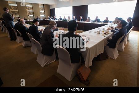 Beispielbild aufgenommen während des FEB Success Stories Breakfast in Seoul am dritten Tag einer Wirtschaftsmission der belgischen Prinzessin Astrid nach Südkorea, Dienstag, den 13. Juni 2017. BELGA FOTO BENOIT DOPPPAGNE Stockfoto