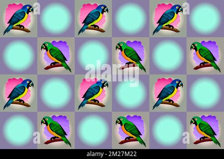 Nahtloses Vektormuster aus bunten Papageien Stock Vektor