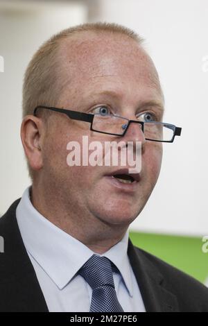 Jean-Francois Gaillet, BIVV-IBSR Belgian institute for road safety Innovation Center Director pictured during a press conference of BIVV-IBSR Belgian institute for road safety and AG Insurance on the benefits and risks of new modes of transport, Monday 19 June 2017, in Brussels. BELGA PHOTO THIERRY ROGE Stock Photo