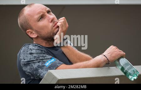 Belgischer Spieler Steve Darcis vor einer Trainingssitzung vor dem Grand-Slam-Tennisturnier 2017 in Wimbledon im All England Tennis Club im Südwesten Londons, Großbritannien, Samstag, den 01. Juli 2017. BELGA FOTO BENOIT DOPPPAGNE Stockfoto