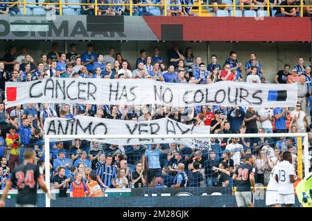 Club's supporters pictured during a friendly soccer match between Belgian first league soccer team Club Brugge and Spanish primera division team Athletic Bilbao, Friday 21 July 2017 in Brugge. BELGA PHOTO BRUNO FAHY Stock Photo