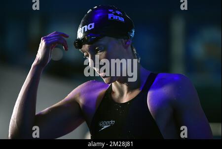 Die belgische Schwimmerin Kimberly kauft nach dem Halbfinale des Butterfly Swimming Events 100m der Frauen bei den Weltmeisterschaften in Budapest, Ungarn, am Sonntag, den 23. Juli 2017. BELGA FOTO ERIC LALMAND Stockfoto