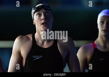 Die belgische Schwimmerin Kimberly kauft nach dem Halbfinale des Butterfly Swimming Events 100m der Frauen bei den Weltmeisterschaften in Budapest, Ungarn, am Sonntag, den 23. Juli 2017. BELGA FOTO ERIC LALMAND Stockfoto