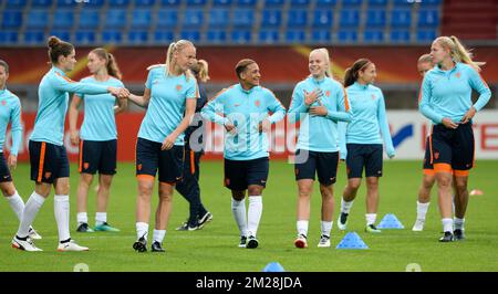 Bild der niederländischen Mannschaft während eines Trainings der niederländischen Fußballnationalmannschaft bei der Frauen-Europameisterschaft 2017 in den Niederlanden, Sonntag, den 23. Juli 2017 in Tilburg, Niederlande. BELGA FOTO DAVID CATRY Stockfoto