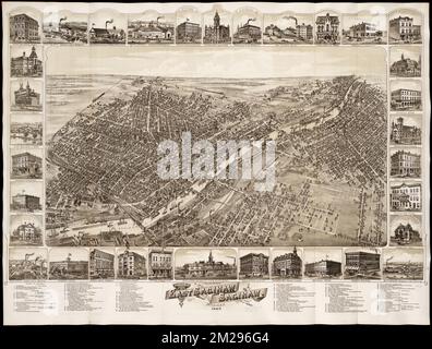 Cities of East Saginaw and Saginaw, Michigan, 1885 , Saginaw Mich., Aerial views Norman B. Leventhal Map Center Collection Stock Photo