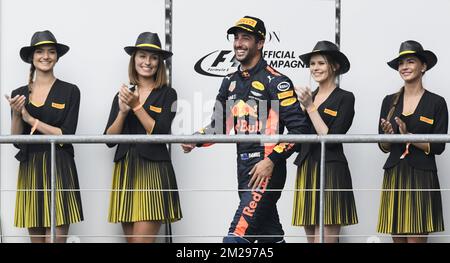 Daniel Ricciardo, der australische Fahrer von Red Bull, wurde während des Spa-Francorchamps-Formel-1-Rennen von Belgien in Spa-Francorchamps am Sonntag, den 27. August 2017, fotografiert. BELGA FOTO NICOLAS LAMBERT Stockfoto