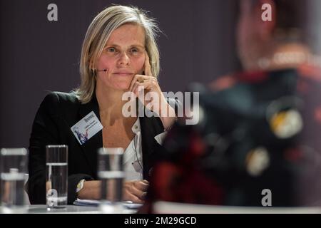 Vrije Universiteit Brüsseler Rektor Caroline Pauwels, dargestellt auf der "Voka Rentree", dem jährlichen Auftakt des politisch-ökonomischen Herbstes von Voka, Industrie- und Handelskammer Flandern, in Brüssel, Montag, den 11. September 2017. BELGA FOTO LAURIE DIEFFEMBACQ Stockfoto