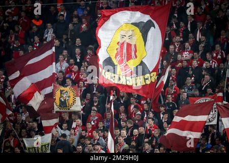 Bayern's supporters pictured during a soccer game between German team FC Bayern Munich and Belgian club RSC Anderlecht, Tuesday 12 September 2017 in Munich, Germany, the first game in the group stage (Group B) of the UEFA Champions League competition. BELGA PHOTO VIRGINIE LEFOUR Stock Photo