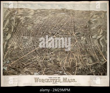 The City of Worcester, Mass : 1878 , Worcester Mass., Aerial Views Norman B. Leventhal Map Center Collection Stockfoto