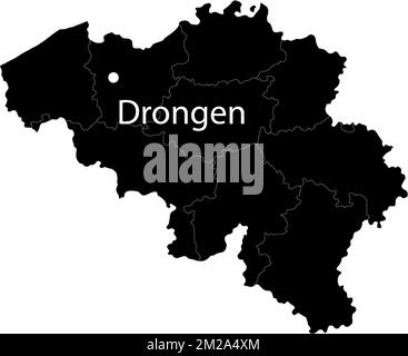 Infografic showing the location of Drongen on a map of Belgium, regarding the accident at the E40 highway near Drongen, . 28 vehicles are involved in the chain collision. The highway was closed in the direction of Brussels. BELGA PHOTO PHILIPPE FRANCOIS  Stockfoto