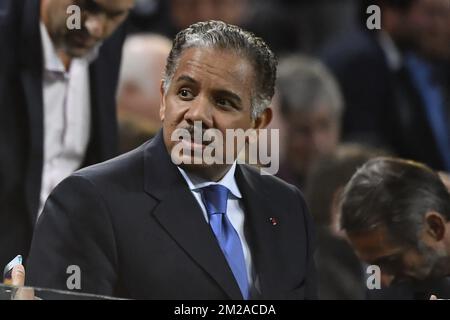 Qatar ambassador to Belgium Abdul Rahman Alkulaifi pictured during a third game (out of 6) in the group stage (Group B) of the UEFA Champions League competition between Belgian soccer team RSC Anderlecht and French club PSG Paris Saint-Germain, Wednesday 18 October 2017 in Brussels. BELGA PHOTO DIRK WAEM Stock Photo