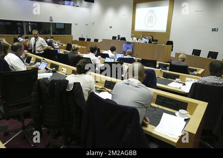 Illustration picture shows a session of the special chamber commission international fiscal fraud regarding the Panama Papers, at the federal parliament, in Brussels, Tuesday 24 October 2017. BELGA PHOTO NICOLAS MAETERLINCK Stock Photo