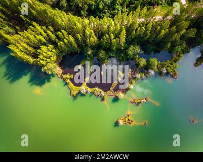 Der Liwong-See in Songkhla, Thailand, aus der Vogelperspektive Stockfoto