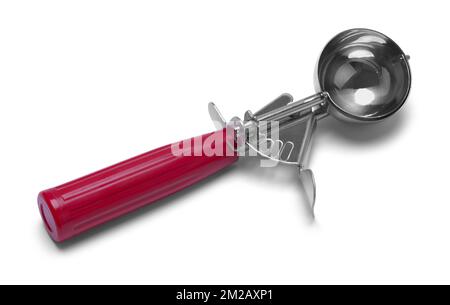 Vintage Red Ice Cream Scoop Cut Out on White. Stockfoto