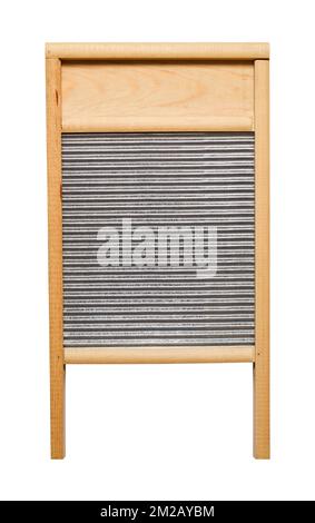 Wood and Metal Washboard Cut Out on White. Stock Photo