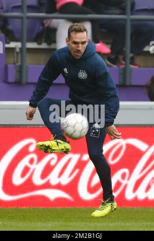 Anderlecht's Sven Kums pictured during an open training session of Belgian soccer team RSC Anderlecht, Wednesday 15 November 2017 in Brussels. BELGA PHOTO BRUNO FAHY Stock Photo