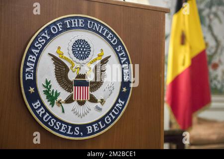 Illustration picture shows a ceremony to present the new name of the residence of the US ambassador in Belgium 'Whitlock Hall', at the US Embassy, in Brussels, Friday 01 December 2017. BELGA PHOTO LAURIE DIEFFEMBACQ Stock Photo