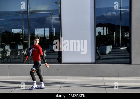 Belgian Bjorg Lambrecht pictured during a press day during Lotto-Soudal cycling team stage in Mallorca, Spain, ahead of the new cycling season, Friday 15 December 2017. BELGA PHOTO DIRK WAEM Stock Photo