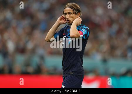 Al Daayen, Katar. 13.. Dezember 2022. Luka Modric (CRO) Fußball : FIFA Weltmeisterschaft Katar 2022 Halbfinalspiel Argentinien 3-0 Kroatien im Lusail-Stadion in Al Daayen, Katar . Kredit: Mutsu Kawamori/AFLO/Alamy Live News Stockfoto