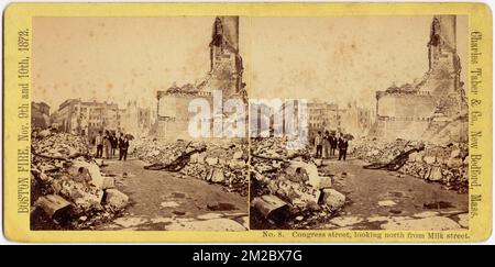 Congress Street, looking north from Milk street , Fires, Great Fire, Boston, Mass., 1872 Stock Photo