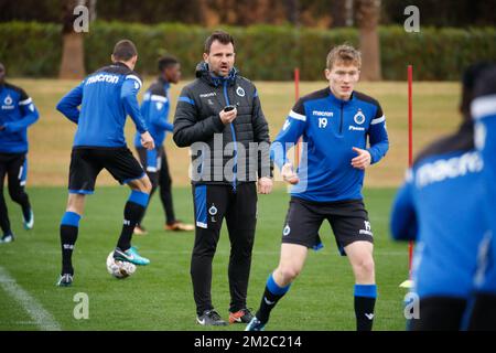 Der Cheftrainer des Club Brügge, Ivan Leko, zeigte sich am 5. Tag des Wintertrainingslagers des belgischen Fußballteams Club Brügge in San Roque, Spanien, Montag, den 08. Januar 2018. BELGA FOTO BRUNO FAHY Stockfoto