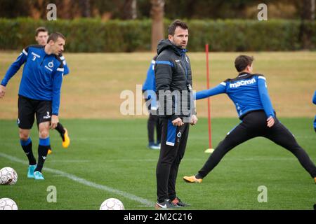 Der Cheftrainer des Club Brügge, Ivan Leko, zeigte sich am 5. Tag des Wintertrainingslagers des belgischen Fußballteams Club Brügge in San Roque, Spanien, Montag, den 08. Januar 2018. BELGA FOTO BRUNO FAHY Stockfoto