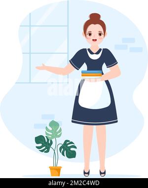 Hotel Employee to Serve Travelers in Flat Cartoon Hand Drawn Template Illustration Stock Vector