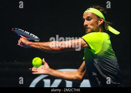 Der belgische Ruben Bemelmans spielt in der zweiten Runde des Männer-Singles-Turniers beim „Australian Open“ Tennis Grand Slam am Mittwoch, den 17. Januar 2018 in Melbourne Park, Australien, um ein Tennisspiel zwischen dem georgischen Nikoloz Basilashvili (ATP 61) und dem belgischen Ruben Bemelmans (ATP 117) zu verlieren. Der erste Grand Slam der Saison findet vom 15. Bis 28. Januar statt. BELGA FOTO PATRICK HAMILTON Stockfoto