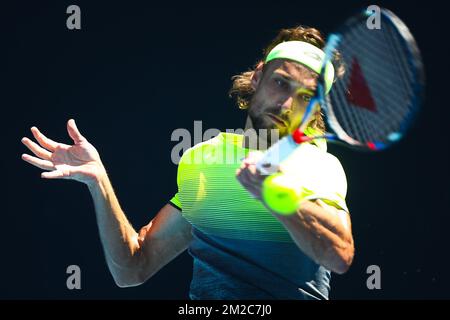 Der belgische Ruben Bemelmans spielt in der zweiten Runde des Männer-Singles-Turniers beim „Australian Open“ Tennis Grand Slam am Mittwoch, den 17. Januar 2018 in Melbourne Park, Australien, um ein Tennisspiel zwischen dem georgischen Nikoloz Basilashvili (ATP 61) und dem belgischen Ruben Bemelmans (ATP 117) zu verlieren. Der erste Grand Slam der Saison findet vom 15. Bis 28. Januar statt. BELGA FOTO PATRICK HAMILTON Stockfoto