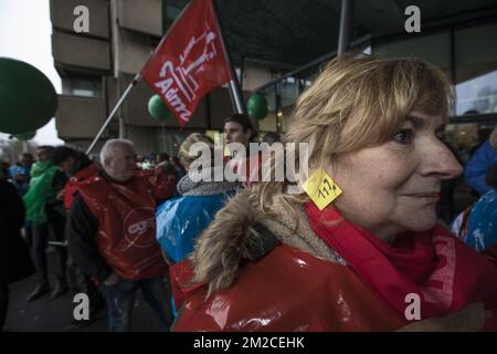 Abbildung zeigt einen Protest im Krankenhaus „CHR de la Citadelle“ in Lüttich, Donnerstag, den 25. Januar 2018. BELGA FOTO KOEN BLANCKAERT Stockfoto