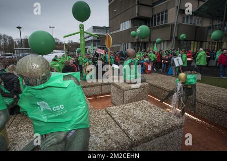 Abbildung zeigt einen Protest im Krankenhaus „CHR de la Citadelle“ in Lüttich, Donnerstag, den 25. Januar 2018. BELGA FOTO KOEN BLANCKAERT Stockfoto