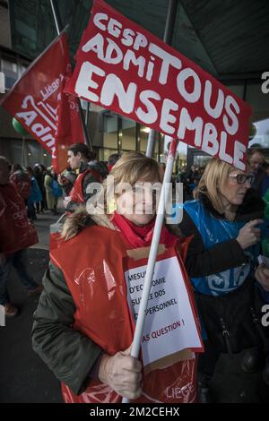 Abbildung zeigt einen Protest im Krankenhaus „CHR de la Citadelle“ in Lüttich, Donnerstag, den 25. Januar 2018. BELGA FOTO KOEN BLANCKAERT Stockfoto