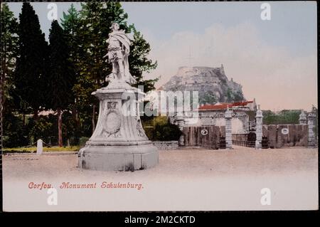 Corfou. Denkmal Schulenburg, Skulptur, Forts & Fortifications, Schulenburg, Matthias Johann, Graf von der, 1661-1747. Nicholas Catsimpoolas Kollektion Stockfoto