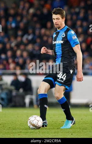 Club's Brandon Mechele fights for the ball during the Jupiler Pro League match between Club Brugge and Sporting Charleroi, in Brugge, Sunday 04 February 2018, on day 25 of the Jupiler Pro League, the Belgian soccer championship season 2017-2018. BELGA PHOTO KURT DESPLENTER Stock Photo