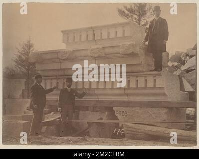 Steinkornstein im Milford Quarry, Bau des McKim Gebäudes, Granitsteinbrüche, öffentliche Bibliotheken, Maissorten, Boston Public Library Stockfoto