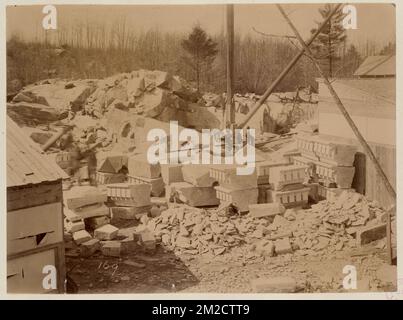 Steinkornstein im Milford Quarry, Bau des McKim Gebäudes, Granitsteinbrüche, öffentliche Bibliotheken, Maissorten, Boston Public Library Stockfoto