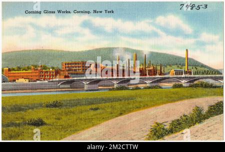 Corning Glass Works, Corning, N. Y. , Industrial Facilities, Tichnor Brothers Collection, Postkarten der Vereinigten Staaten Stockfoto