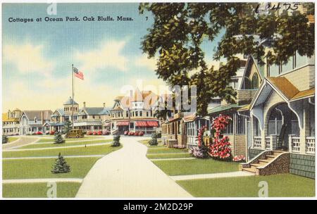 Hütten im Ocean Park, Oak Bluffs, Massachusetts. , Dwellings, Tichnor Brothers Collection, Postkarten der Vereinigten Staaten Stockfoto