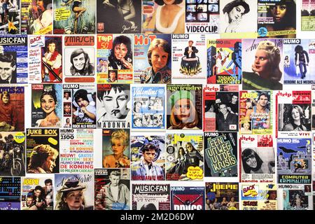 Sammlung von alten Titeln internationaler Musikzeitschriften / Supermarkttabloiden | Collection de couvertures de Magazines de musique / Périodiques internationaux 18/02/2018 Stockfoto