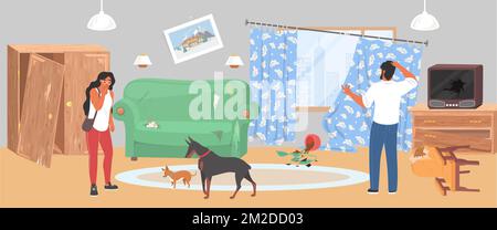 Bad dog and puppy behavior problem vector Stock Vector