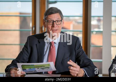 CEO Jan Suykens stellte auf einer Pressekonferenz die Ergebnisse des 2017. Jahres von Ackermans & Van Haaren am Mittwoch, den 28. Februar 2018 in Antwerpen vor. BELGA FOTO LUC CLAESSEN Stockfoto