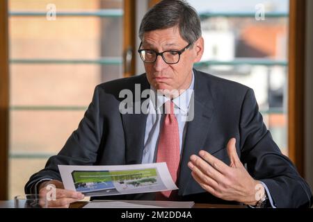 CEO Jan Suykens stellte auf einer Pressekonferenz die Ergebnisse des 2017. Jahres von Ackermans & Van Haaren am Mittwoch, den 28. Februar 2018 in Antwerpen vor. BELGA FOTO LUC CLAESSEN Stockfoto