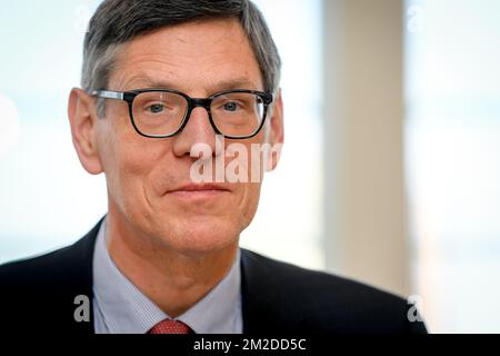 CEO Jan Suykens stellte auf einer Pressekonferenz die Ergebnisse des 2017. Jahres von Ackermans & Van Haaren am Mittwoch, den 28. Februar 2018 in Antwerpen vor. BELGA FOTO LUC CLAESSEN Stockfoto