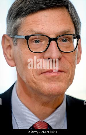 CEO Jan Suykens stellte auf einer Pressekonferenz die Ergebnisse des 2017. Jahres von Ackermans & Van Haaren am Mittwoch, den 28. Februar 2018 in Antwerpen vor. BELGA FOTO LUC CLAESSEN Stockfoto