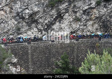 Illustration, aufgenommen in der siebten Etappe des Radrennen Paris-Nizza 76., 175km von Nizza nach Valdeblore La Colmiane, Frankreich, Samstag, 10. März 2018. Das Rennen beginnt am 4.. Und endet am 11.. März. BELGA FOTO DAVID STOCKMAN Stockfoto