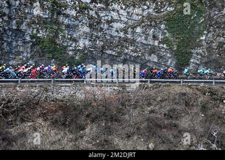 Illustration, aufgenommen in der siebten Etappe des Radrennen Paris-Nizza 76., 175km von Nizza nach Valdeblore La Colmiane, Frankreich, Samstag, 10. März 2018. Das Rennen beginnt am 4.. Und endet am 11.. März. BELGA FOTO DAVID STOCKMAN Stockfoto